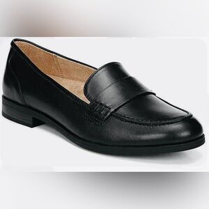 Classic black leather loafers
